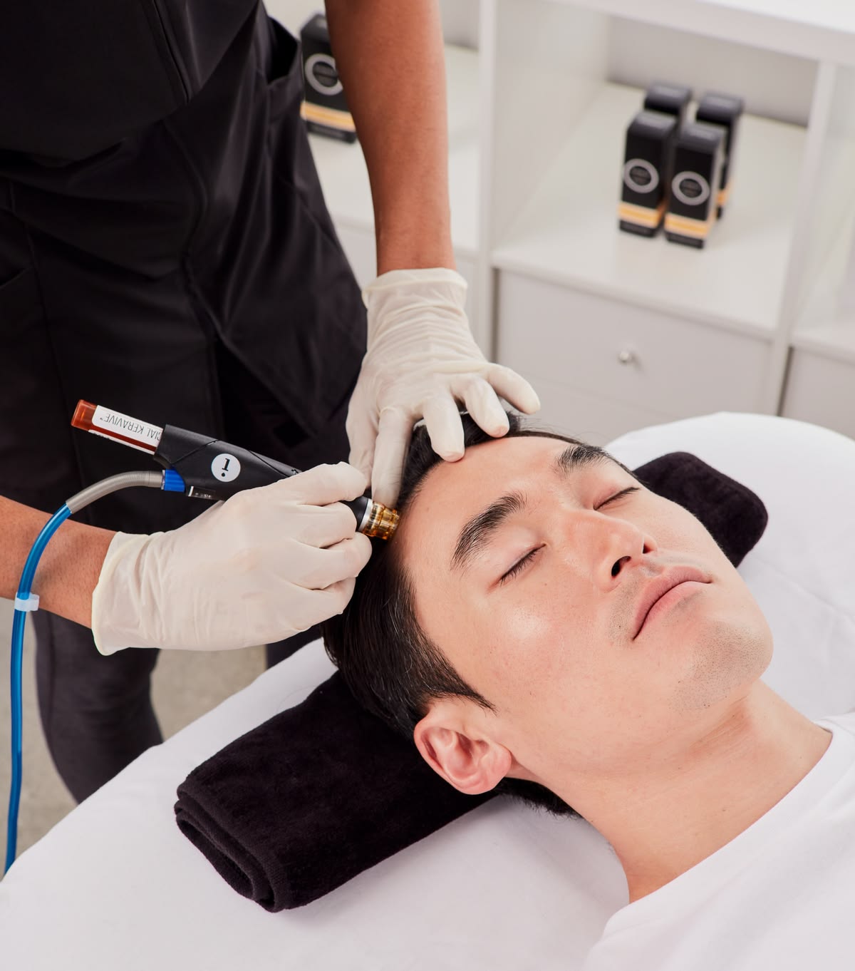 A relaxed, needle-free Alma TED scalp treatment at EliteMD Aesthetics in Markham